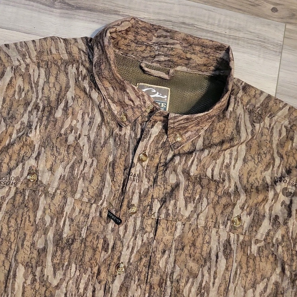 Drake Waterfowl Men's XL Shirt Mossy Oak Bottomland Vented Hunting Button Up